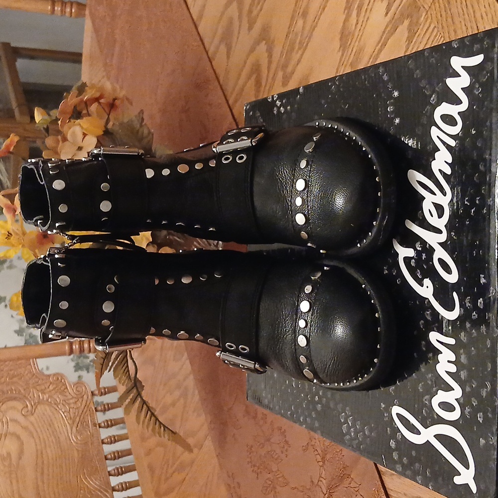 Sam Edelman DREA Black Leather Studded Boots